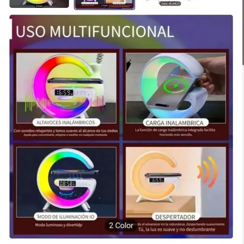 ‼️Bocina, luz de noche, cargador de teléfono,  alarma‼️