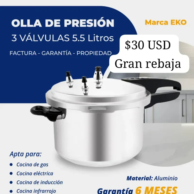 Olla de presión 3 válvulas para inducción 5,5 L