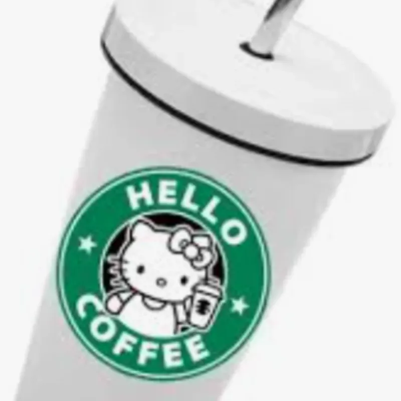 Vaso de acero cónico de 550ml blanco con pajilla