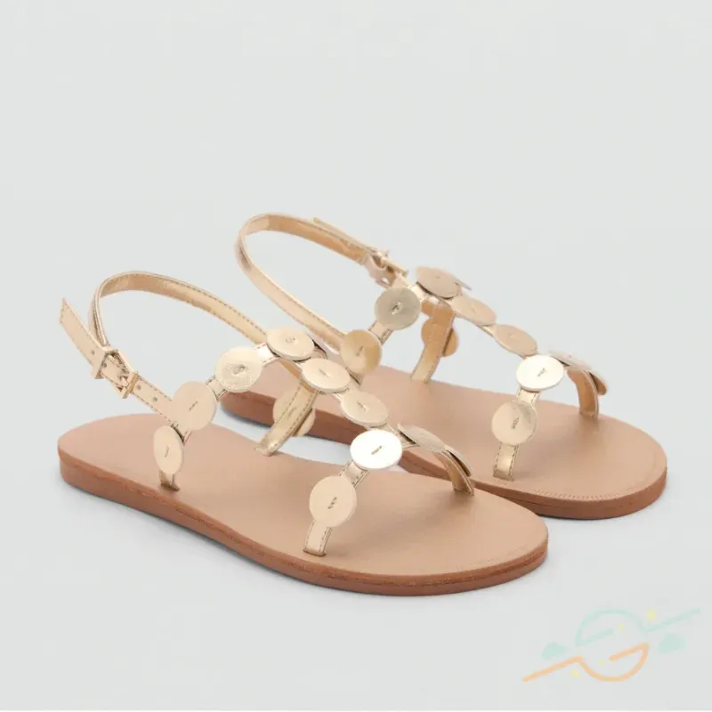 Sandalia dorada MANGO #0001