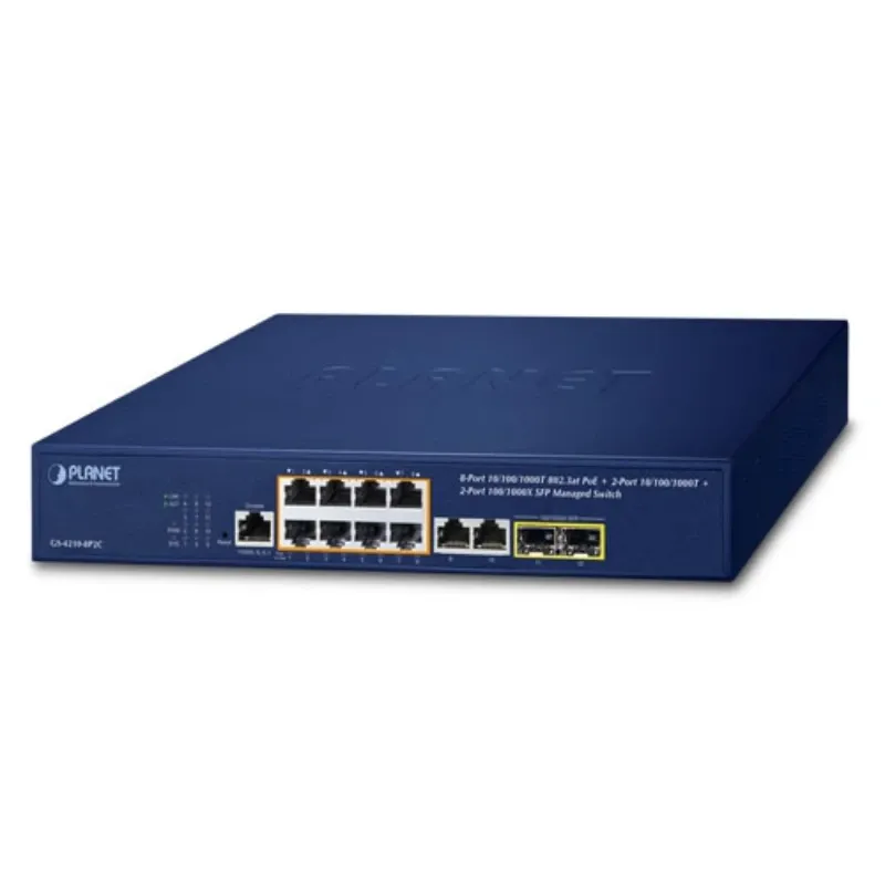 GS-4210-8P2C IPv4/IPv6, 8-Port Managed 802.3at POE+ Gigabit Ethernet Switch + 2-Port 10/100/1000Mbps RJ45 + 2- Port 100/1000X SFP