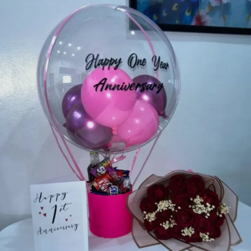 Globo surtido y ramo eterno