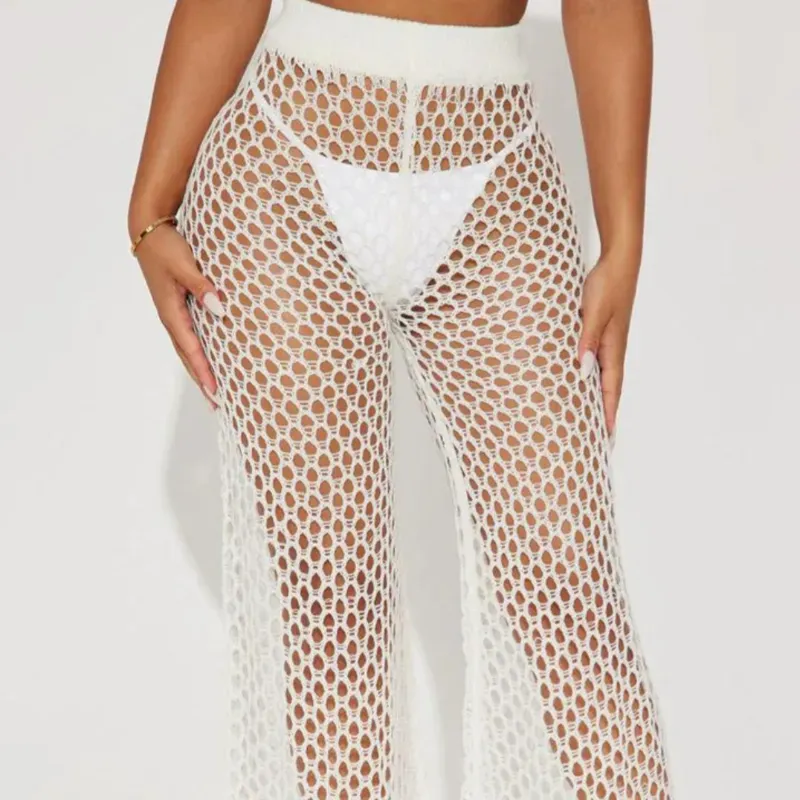 Pantaloneta de playa tejida blanca