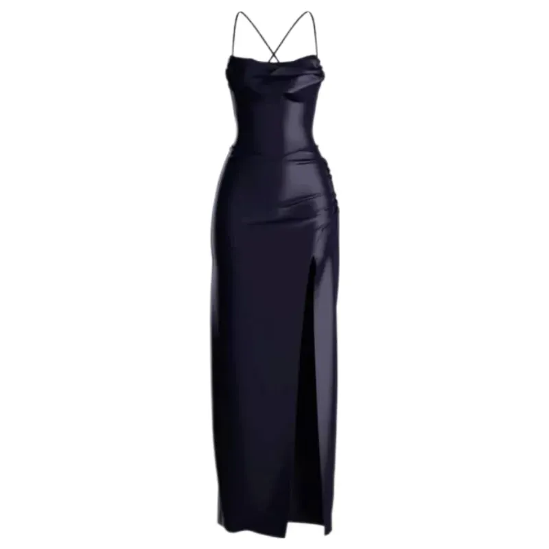 Vestido cruzado en espalda con abertura