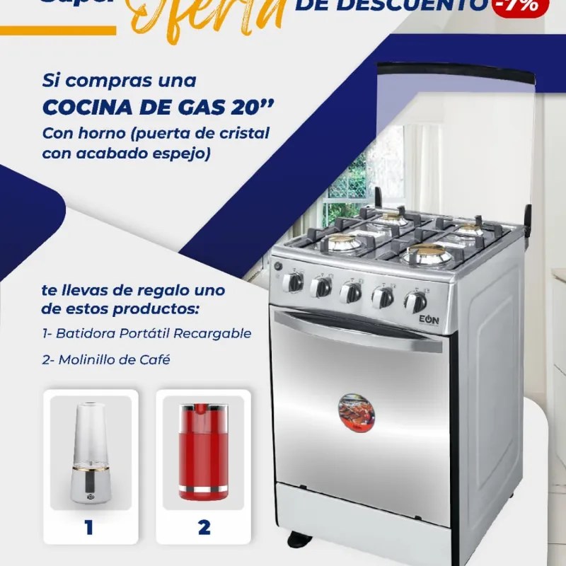 *Fogón de Gas 20 " Horno con Puerta de Cristal Marca EÒN*