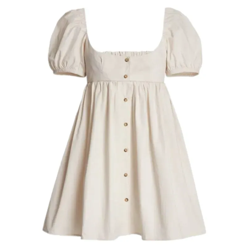 Vestido con mangas abullonadas y botones