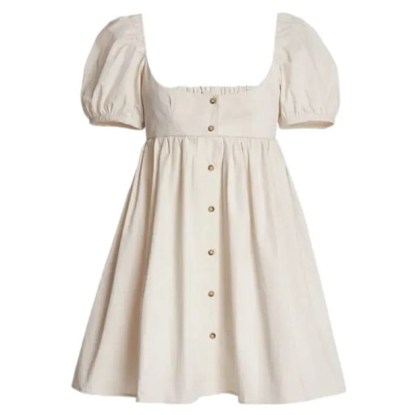 Vestido con mangas abullonadas y botones