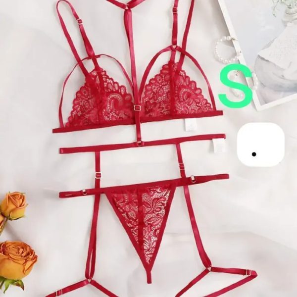  Bodysuit rojo encaje + tiras – Talla S