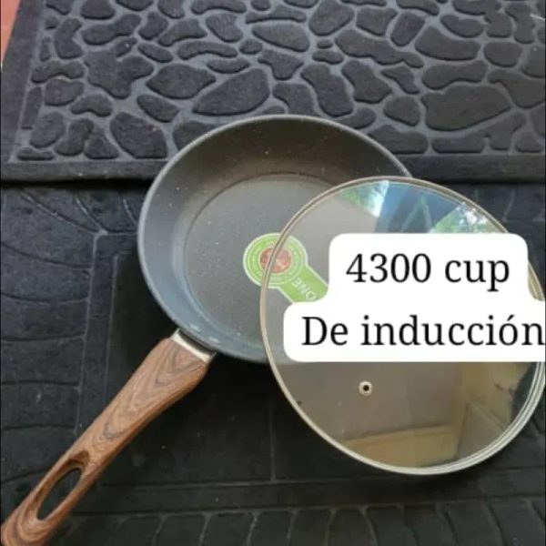 Sartén de inducción con tapa de cristal
