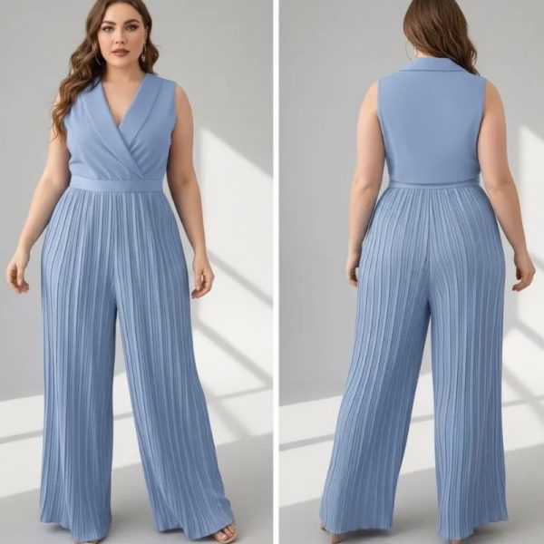 Chiquease Conjunto de 2 piezas para mujer - Top elegante ajustado sin mangas y pantalones acampanados con pliegues