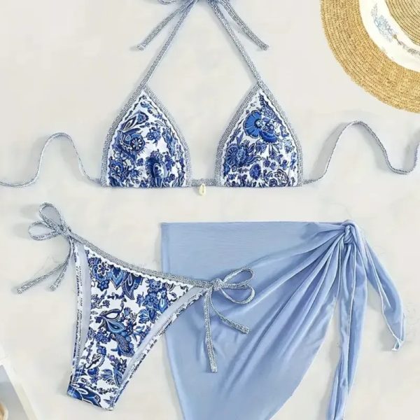  Bikini con pañoleta — Azul