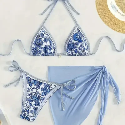  Bikini con pañoleta — Azul