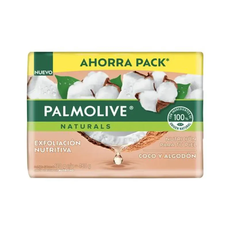  Palmolive Naturals Jabón de Baño Nutritivo – Coco y Algodón (Pack de 3 x 120 g)