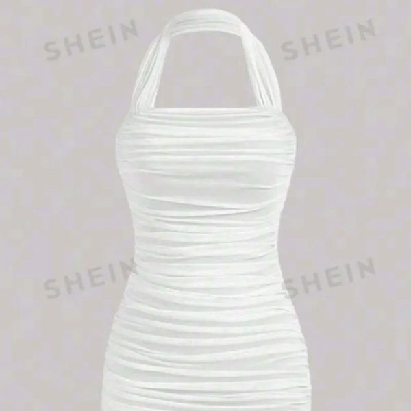 Vestido corto halter de tul — Blanco