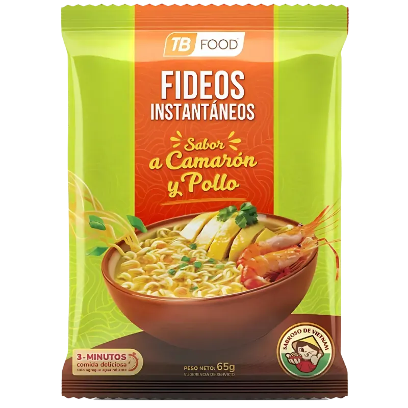 Fideos Instantáneos Sabor a Camarón & Pollo (4U)