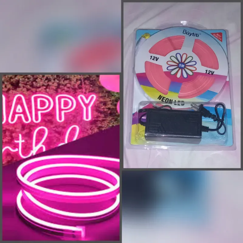 Luz neòn rosado con y sin transformador