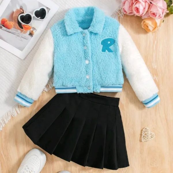  Conjunto de chaqueta y falda — Azul/Negro