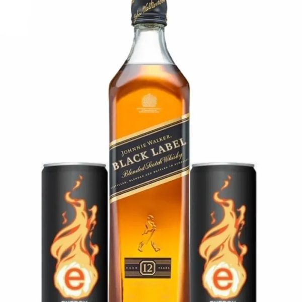 WHISKY JOHNNIE WALKER BLACK LABEL 750ML + 2 ENERGIZANTES
