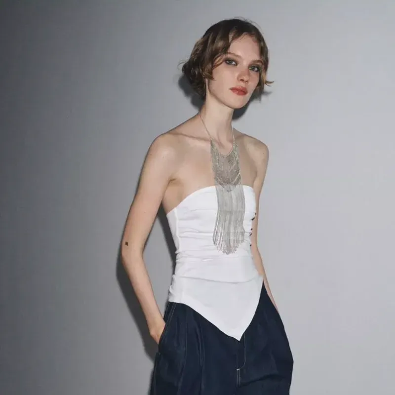 Top Strapless Asimetrico Blanco