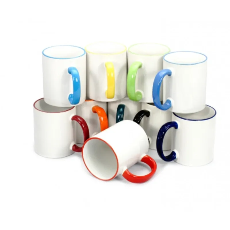 Taza con borde y asa de color (11oz)