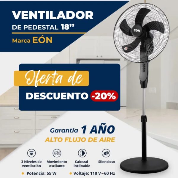  *Ventilador de Pedestal de 18" Marca EÒN*
