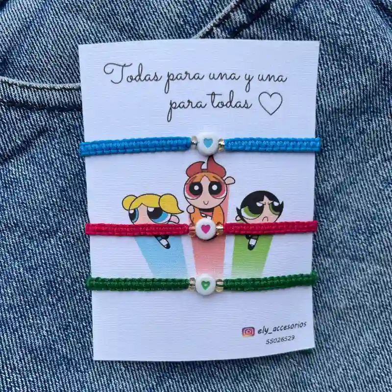 Pulseras tejidas de las chicas súper poderosas 