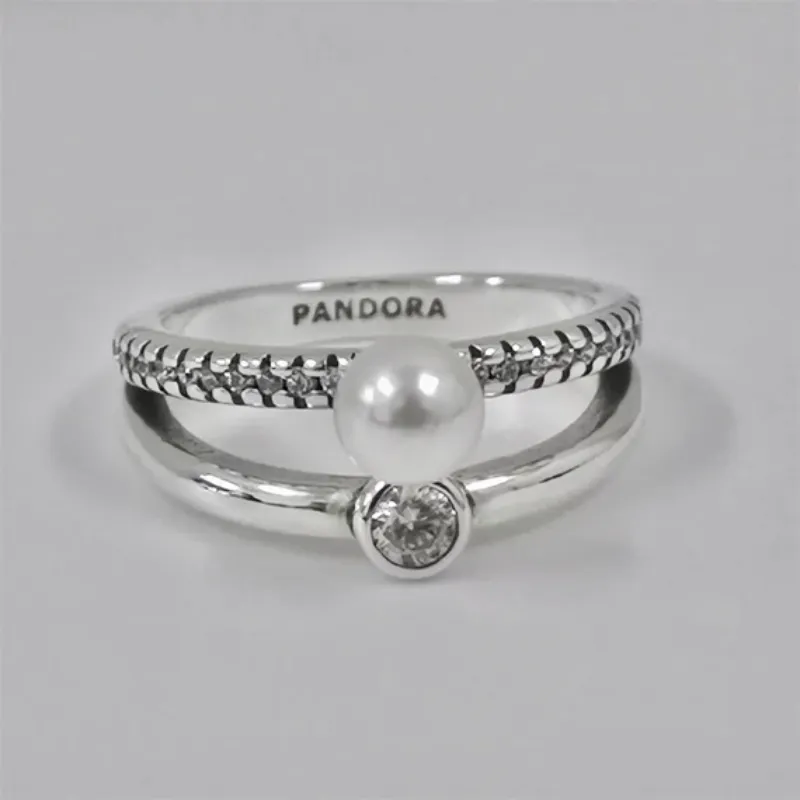 Anillo doble con perla