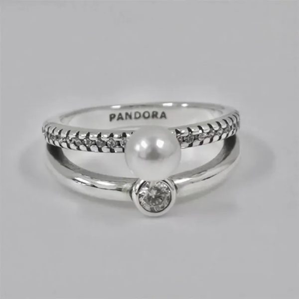 Anillo doble con perla