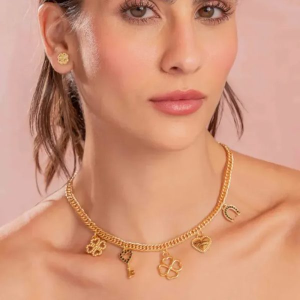 Collar Multicharms Made Of Luck + Aretes