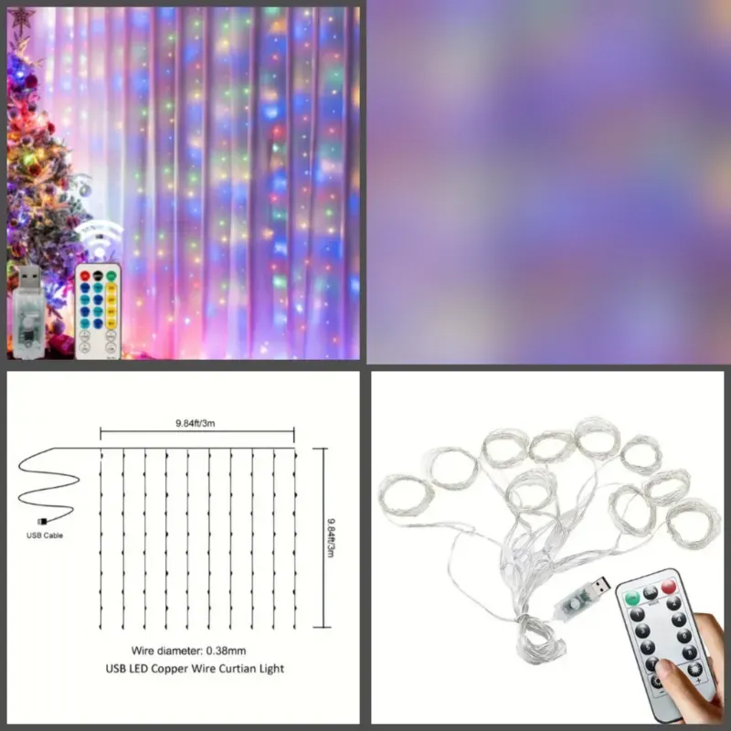 Cortina de luces multicolor 3x3m