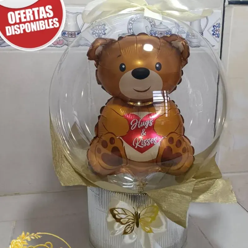 Osito encapsulado en globo burbuja