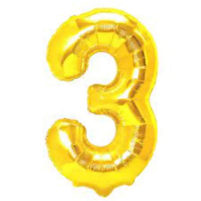 Globo Número 3 Dorado   16 pulgadas