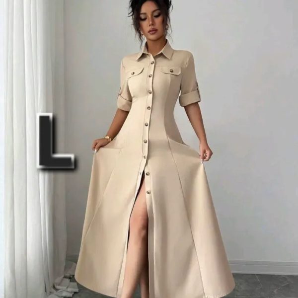Vestido Largo con Botones Delantero