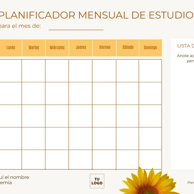  Planificador Mensual de Estudio