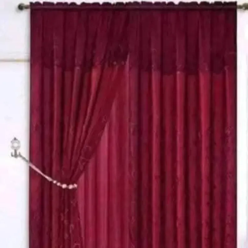 Cortinas de satín y encaje (Rojo vino)
