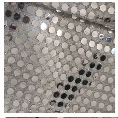 Tela lentejuelas plateada