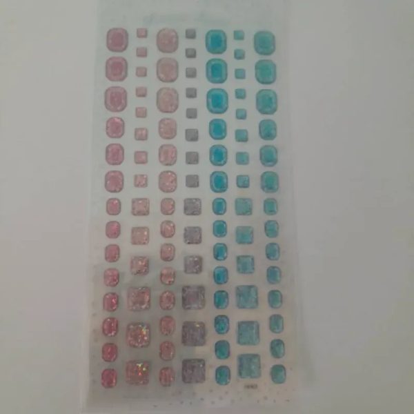 Stickers 2d cuadrados colores azul, rosa y morado