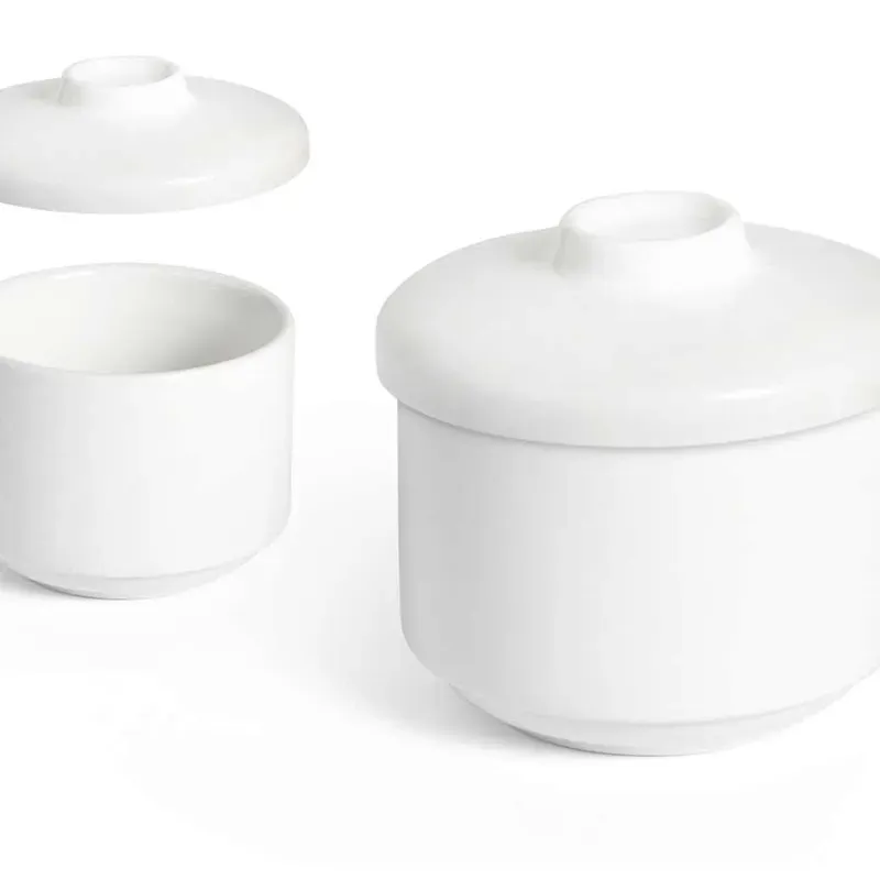 Azucarero de porcelana blanca