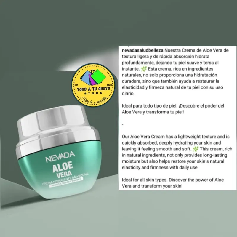Crema Hidratante de aloe vera
