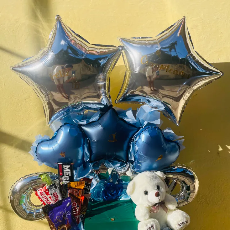  Cesta Grande Rosas & Peluche