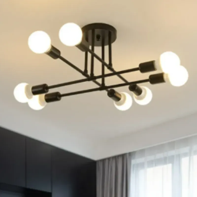 IMAGE-Lámpara colgante LED de estilo moderno nórdico minimalista, lámpara de creatividad personalidad arte , lámpara de techo para sala de estar, dormitorio, lámpara de techo comedor(8 cabezas)