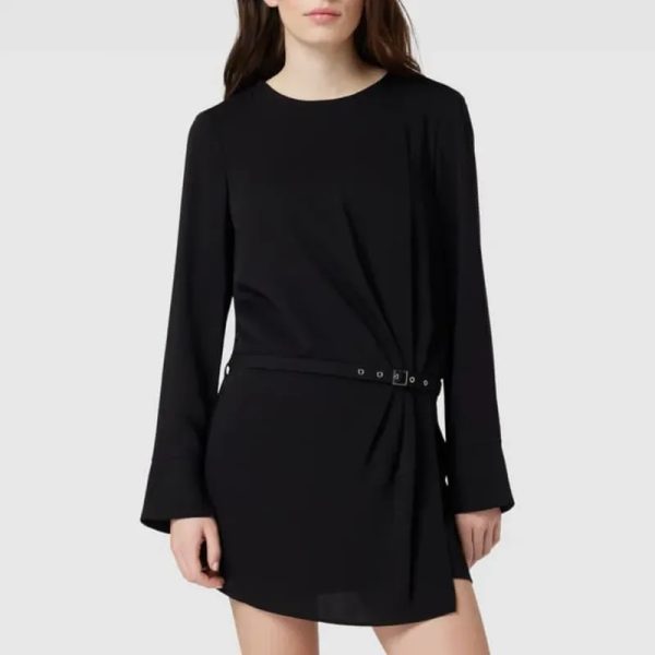 Vestido negro con cinto Mango
