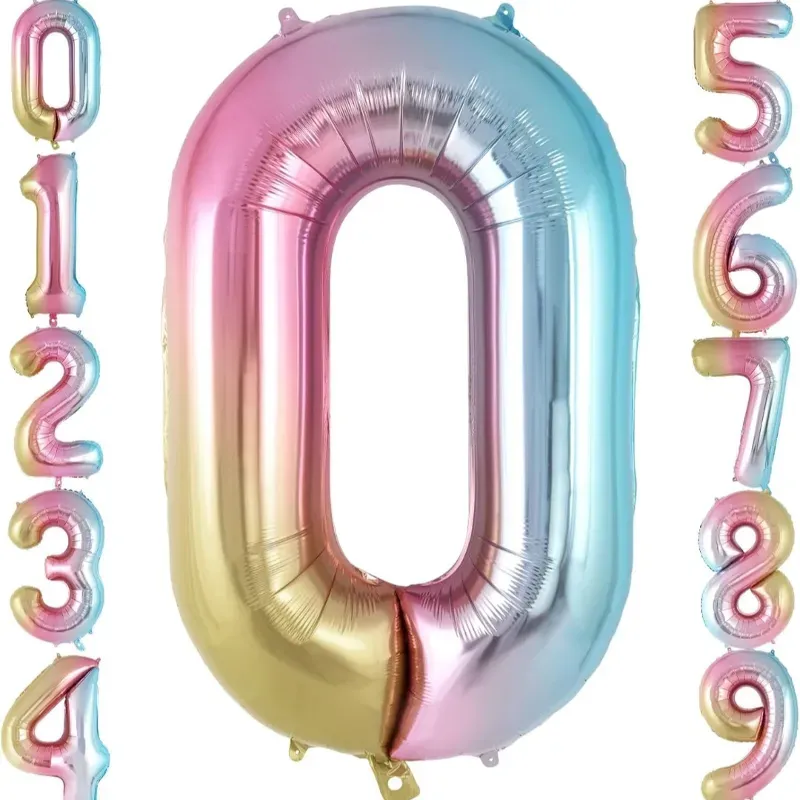 Globo foil número 0 tornasol