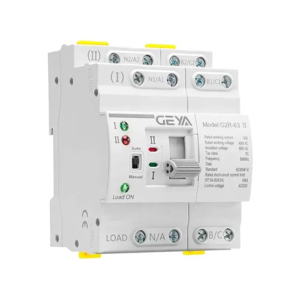 GEYA Mini ATS Interruptor de transferencia automática de doble potencia (4 Polos 63A AC220V)