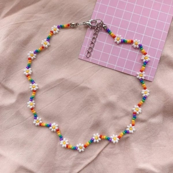 Collar de Margaritas Arcoíris