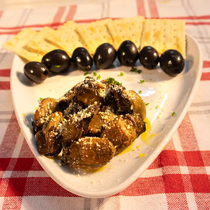 Smoked Canadian Oysters with Crackers & Parmesan