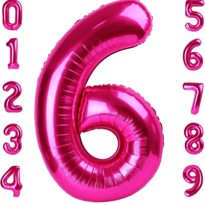 Globo foil número 6 rosa intenso
