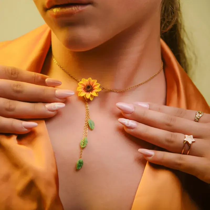 ✨Cadena de Girasol con Hojas✨