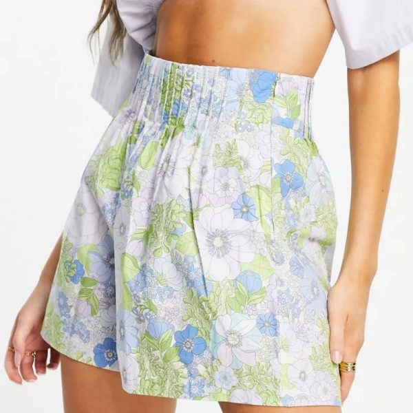 Short Estampado Flores Azul