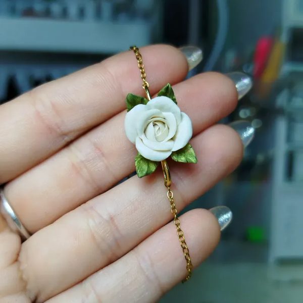 ✨ Pulsera de Rosa Blanca✨